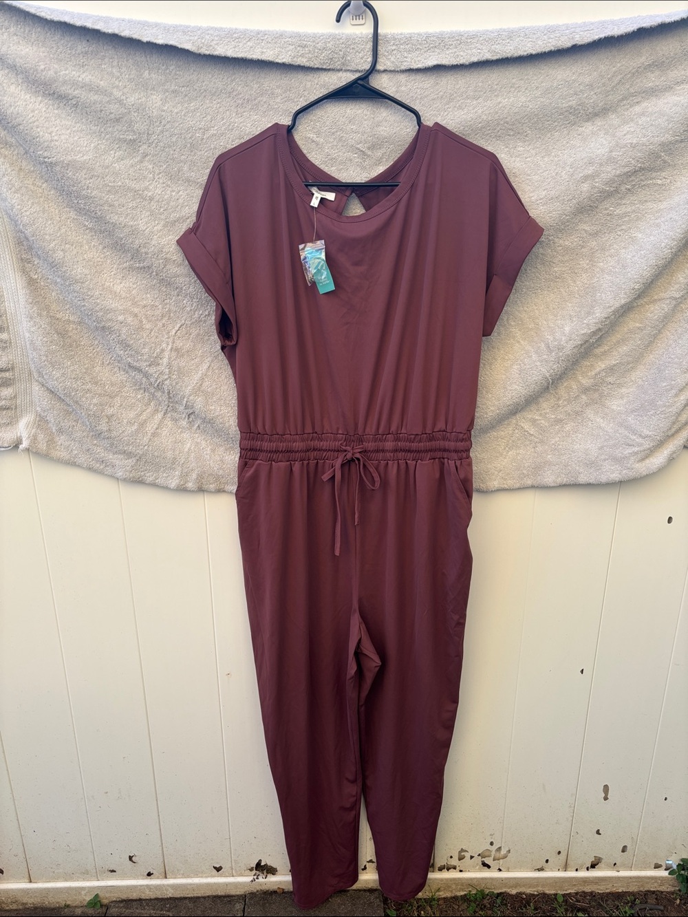 Women Mauve One-Piece Jumpsuit - Comfortable Drawstring Waist